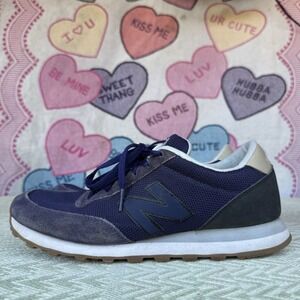 Size 9.5 - New Balance 501 Shoes Mens Sneakers Blue Lace Up Suede Nylon Retro‎